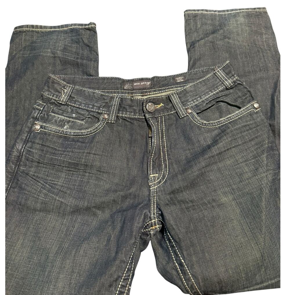 MEK Denim Voyage Collection Dark Wash Veneto Jeans, Y2K Western, Men's 36x32